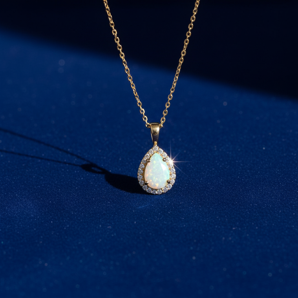 Zlatá souprava Opálová kapka se zirkony 585/1000 (5,01 g)