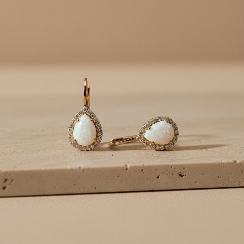 Zlatá souprava Opálová kapka se zirkony 585/1000 (5,01 g)