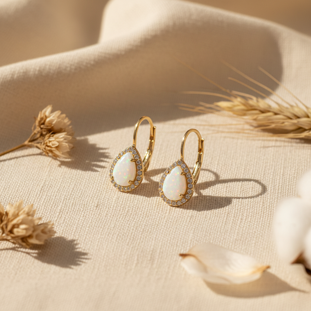 Zlatá souprava Opálová kapka se zirkony 585/1000 (5,01 g)