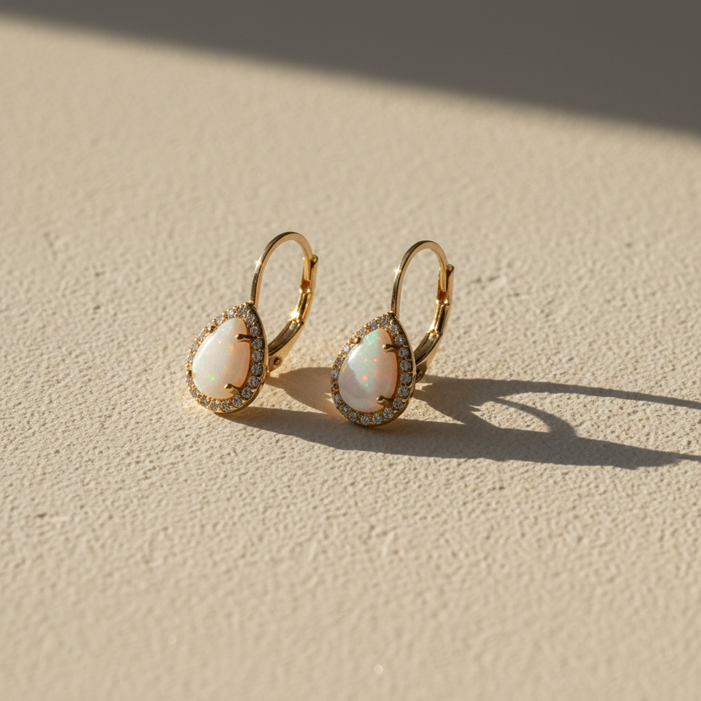 Zlatá souprava Opálová kapka se zirkony 585/1000 (5,01 g)